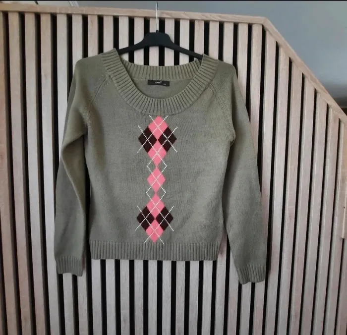 Pull vert rose laine Evix T 40/42