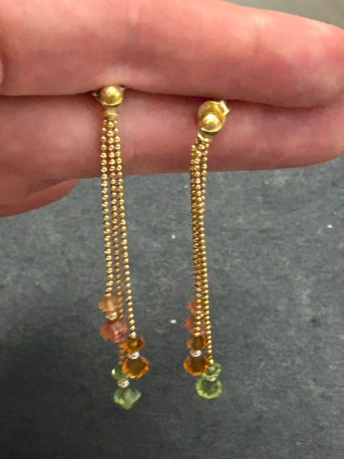 Belle paire de boucles d’oreilles pendantes en or 18 carats avec perles femme TBE - photo numéro 6