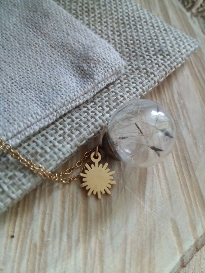 Collier boule de graines de vie et soleil en acier inoxydable - photo numéro 2