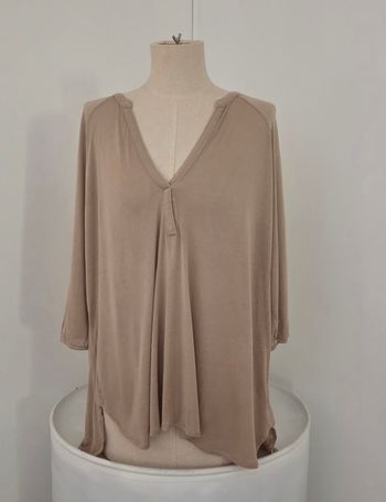 Blouse fluide MANGO Casual beige sable – coupe oversize chic – excellent état
