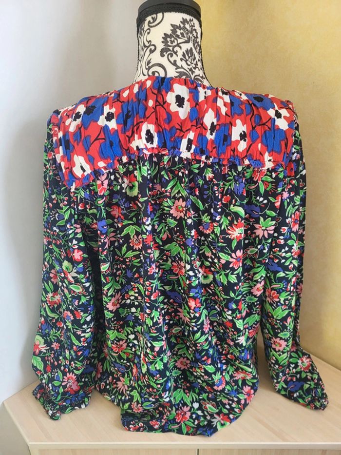 Blouse fleurie vintage Zara – Taille S/M – Épaules smockées, coupe ample - photo numéro 2