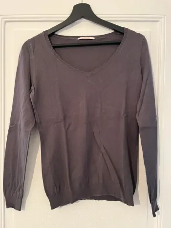 Pull fin col rond femme gris Camaïeu