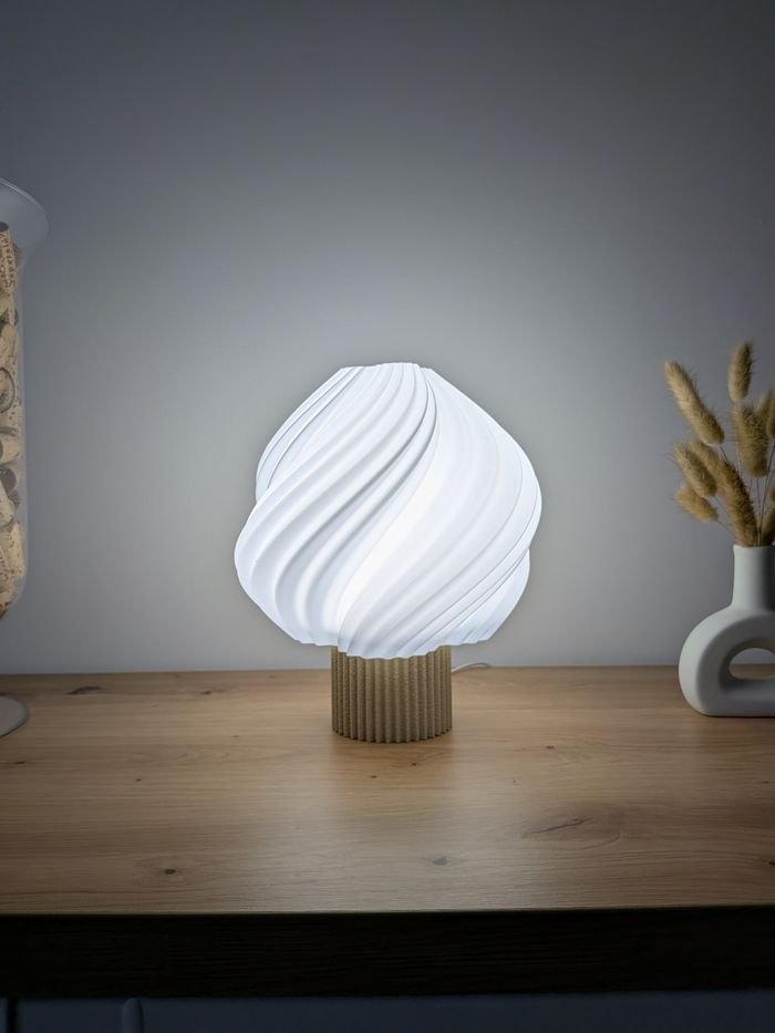 Lampe design blanche socle beige - photo numéro 2