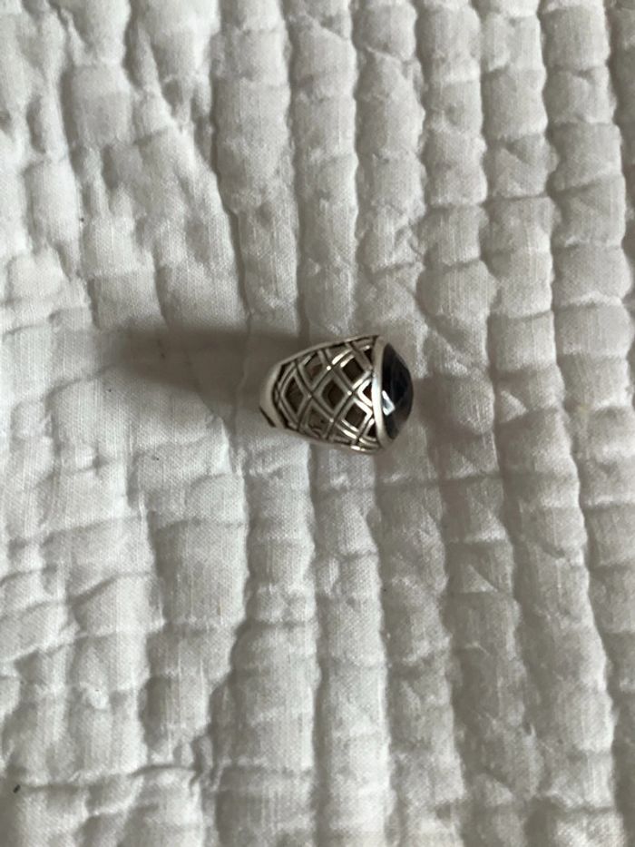 Bague nacre et metal très probablement argent (poinçon) ajustable - photo numéro 4