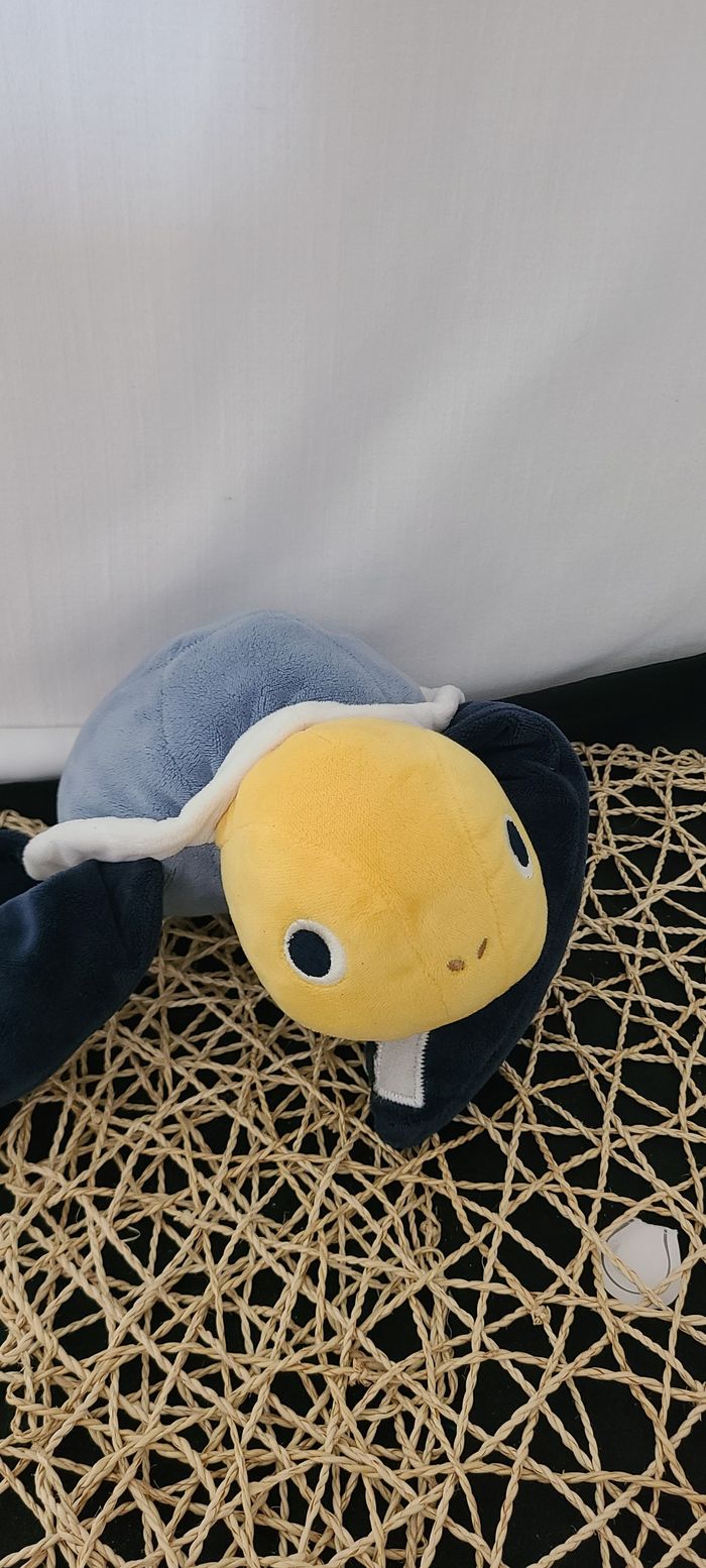 Doudou peluche tortue beige bleu Obaïbi - photo numéro 4