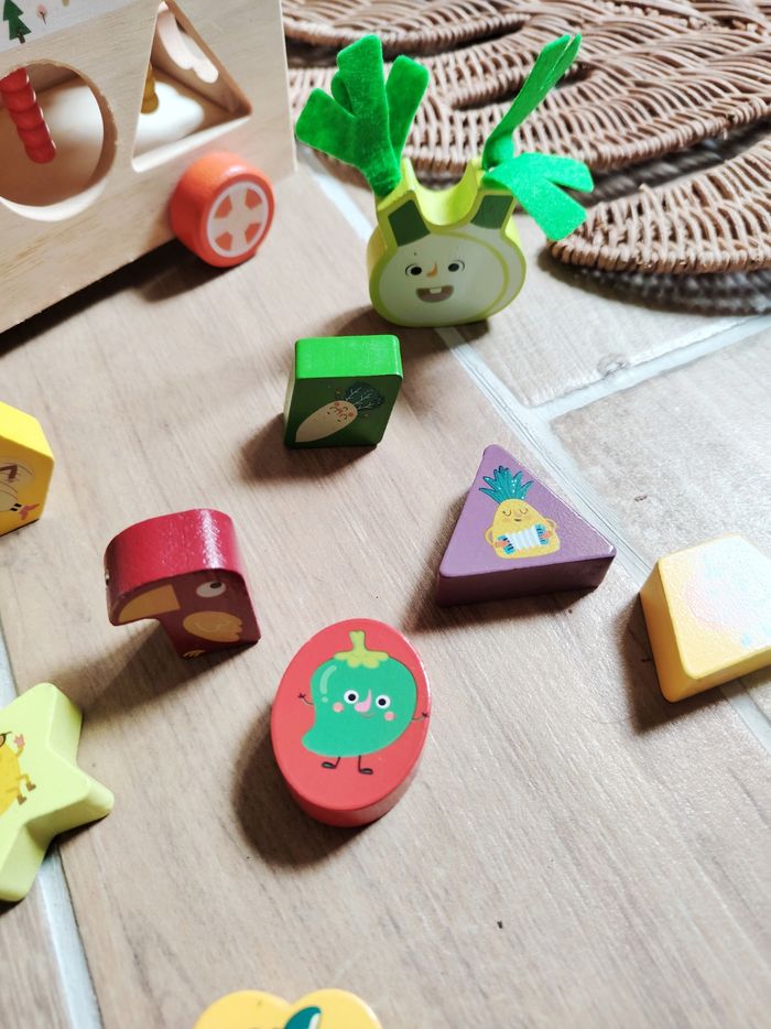 🥕Camion d'éveil multi activités 3 en 1 potager et animaux boîte à formes en bois - photo numéro 5