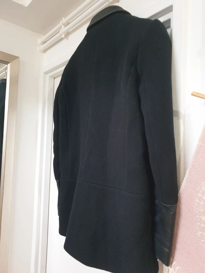 Manteau Caban laine Cachemire Cuir Maje Taille 36 - photo numéro 6