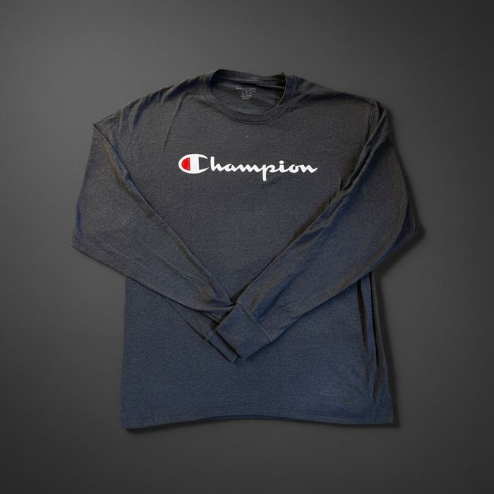 T-shirt manches longues Champion gris anthracite - Logo script - Taille L - photo numéro 1