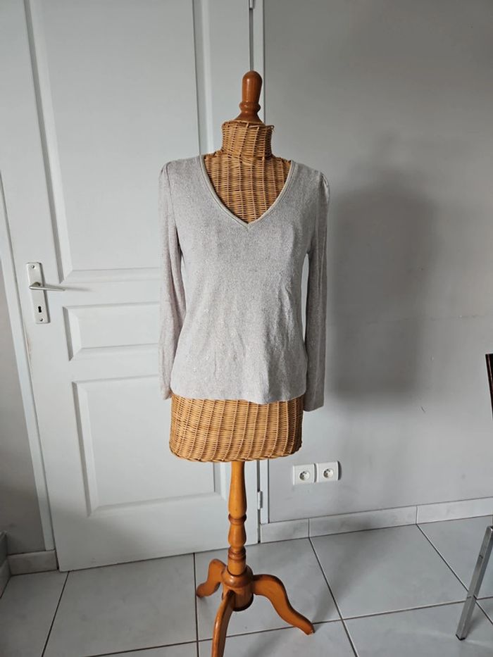 Pull col V femme taille S gemo u46