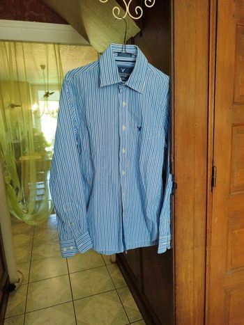 Chemise bleu rayures American Eagle S/36 vintage
