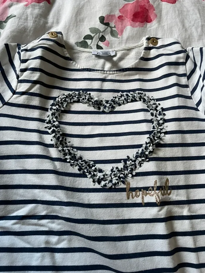T-Shirt manche longue Rayure cœur Okaidi - photo numéro 2