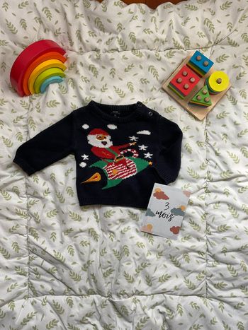 pull en laine bleu marine de Noël 3 mois kiabi