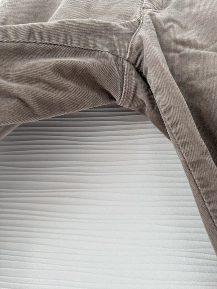 Pantalon slim skinny droit en velours beige gris clair - photo numéro 5
