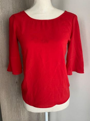 Blouse rouge manches 3/4