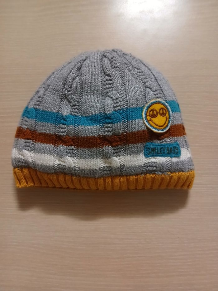 Bonnet bebe smiley fourre a l interieur taille 9/12 mois matiere polytere - photo numéro 3