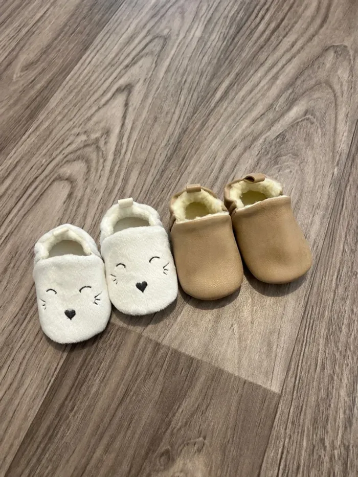 Lot de 2 paires de chaussons bébé
