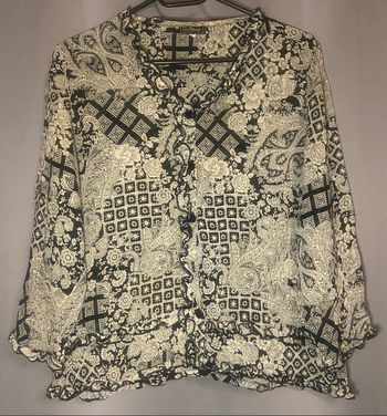 Chemise noire et beige »Scottage »manches 3/4