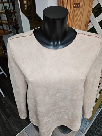 Blouse beige aspect daim beige taille M/L