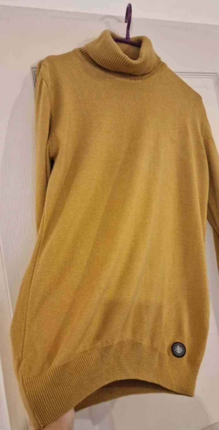Pull Col Roulé Zelys Paris Moutarde Doré – Taille S – Coton/Viscose – Logo Lion – Excellent État - photo numéro 5