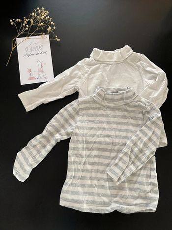 Lot 2 tee-shirts manches longues 9M mixte