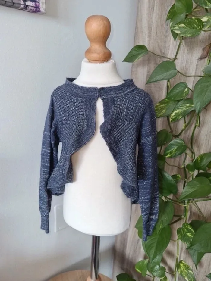 Gilet bleu métal taille 4 ans Little couture