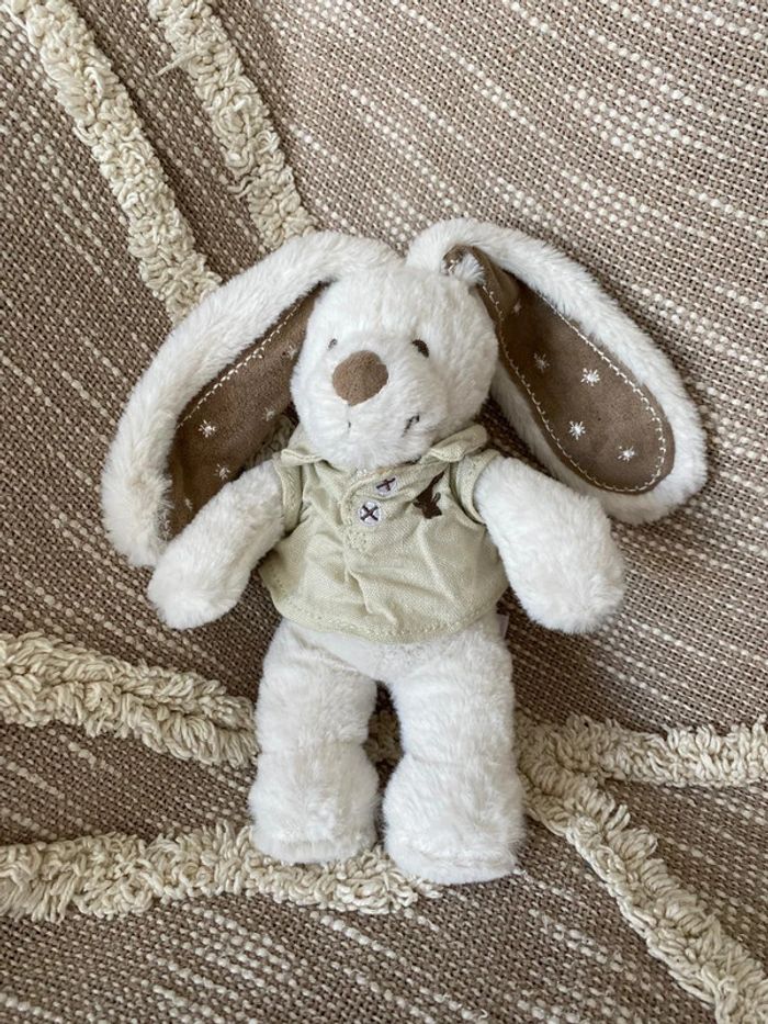 Peluche doudou 20cm Pommette Lapin blanc et marron beige très bon état