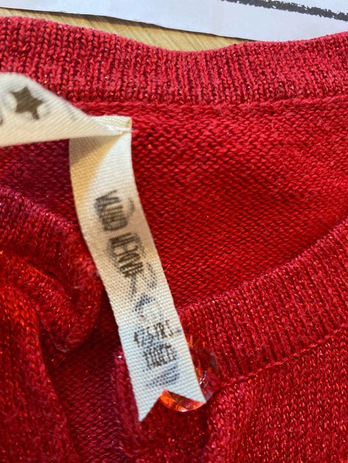 Gilet court rouge paillettes - photo numéro 3