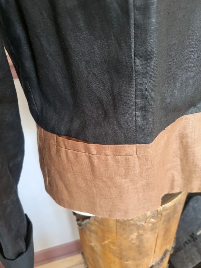 Veste lin noir et camel 40 camaïeu - photo numéro 3