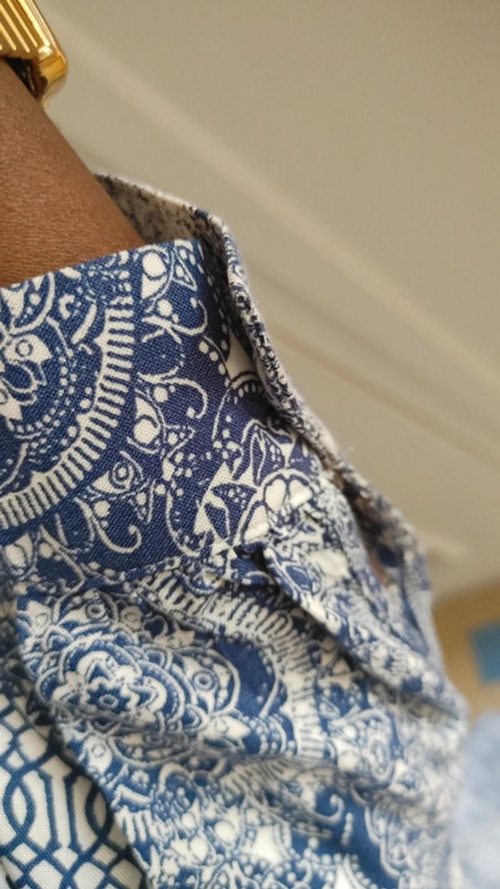 Robe casual légère à Motif bleu et blanc - photo numéro 11