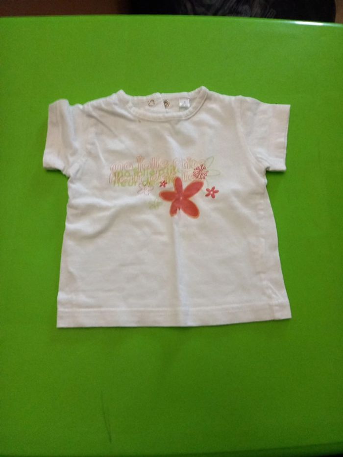 Tee shirt manche courte blanc 6 mois