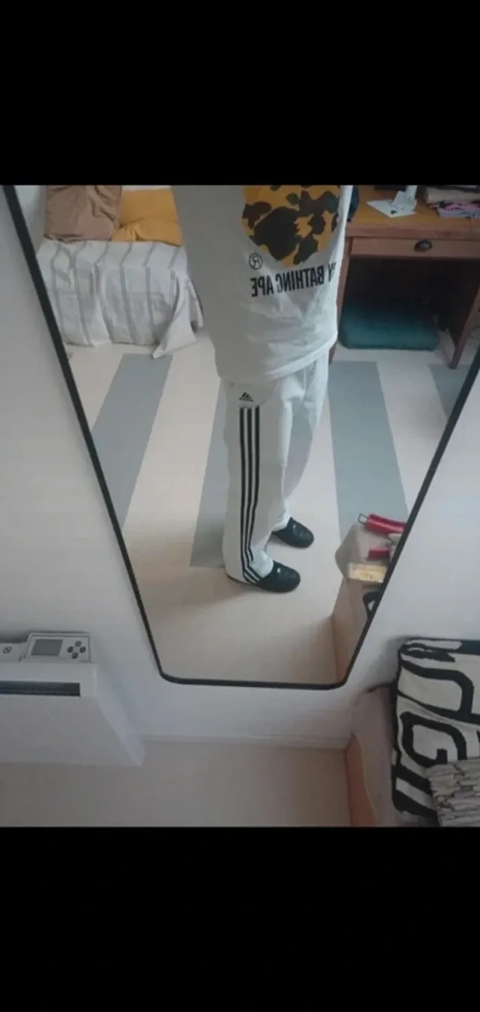 Trackpant jean pantalon adidas vintage blanc large - photo numéro 4