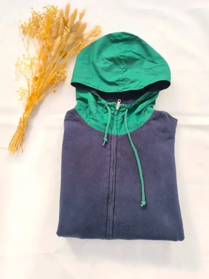 Sweat a capuche zippé homme Ralph Lauren taille M bleu avec capuche verte bon état - photo numéro 2