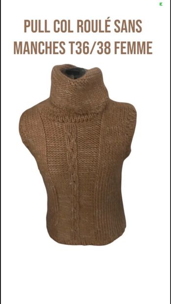 Pull col roulé sans manches T36/38 femme 👚