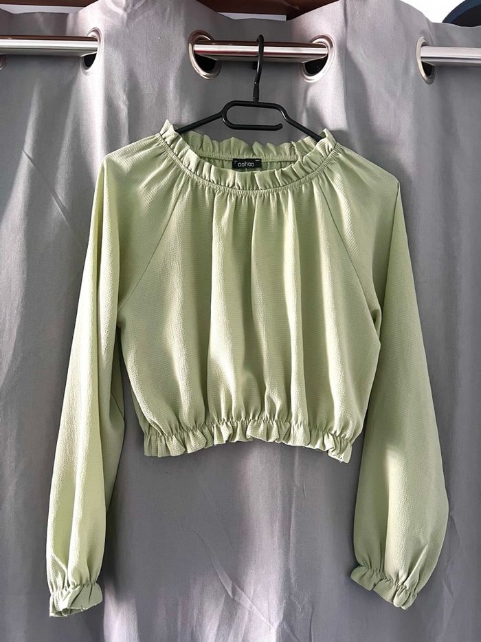 Petite blouse manches longues Boohoo taille S verte - photo numéro 1