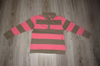  POLO A MANCHES LONGUES RAYÉ KAKI ET ROSE GARÇON - VERTBAUDET - 8 ANS - n°05