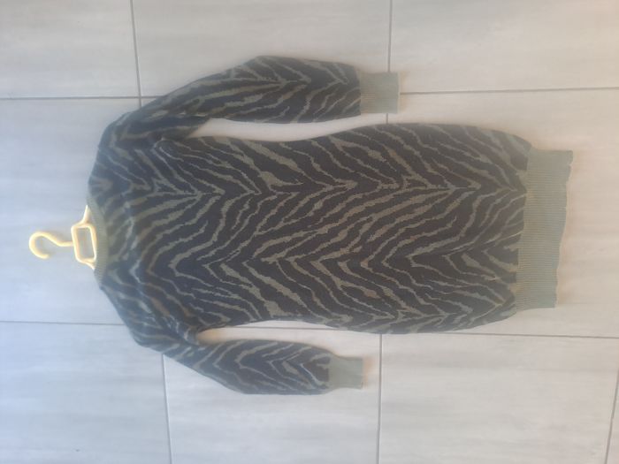 Robe pull zébré kaki noir Taille S - photo numéro 9