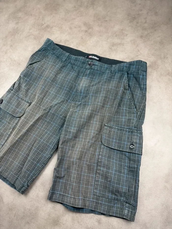 Short Cargo Chino Élément à carreaux Noir Taille 36 - photo numéro 2