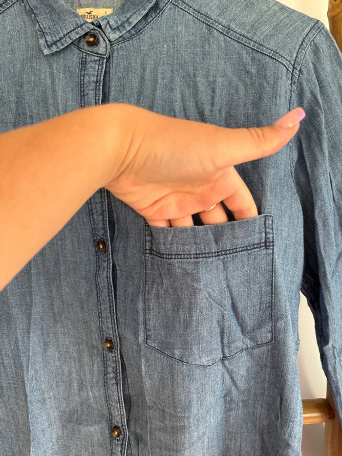 Chemise en jean hollister broderie dans le dos - photo numéro 4