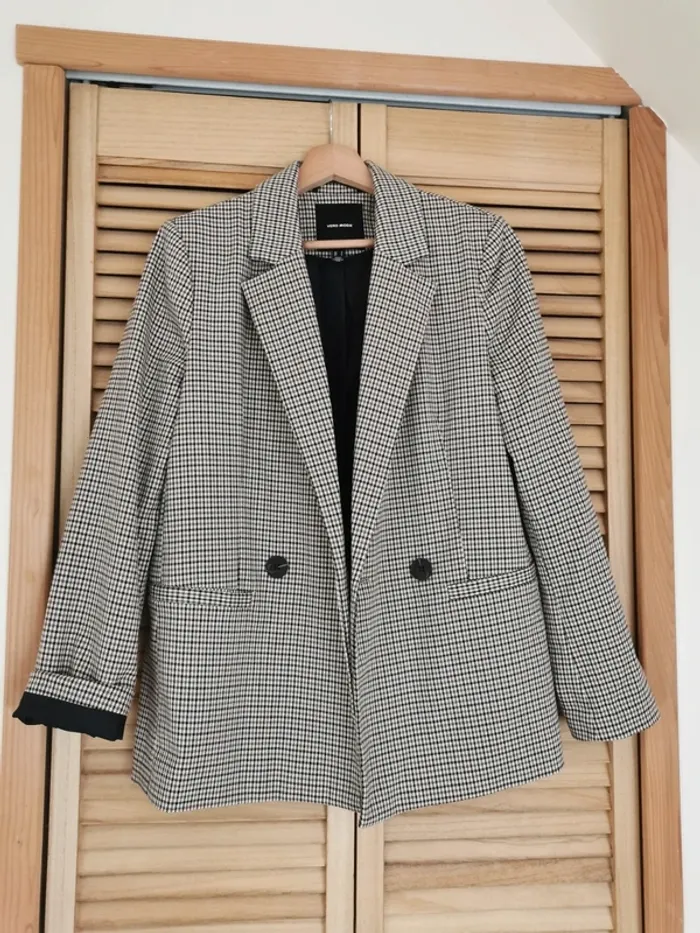 Veste blazer oversize pied de poule