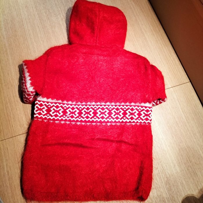 Gilet rouge et blanc Fille - Fait main - 6 ans - photo numéro 3