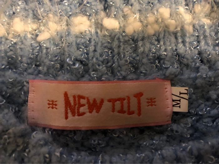 MM1- Pull 30% laine ciel et blanc fantaisie vintage TM/L (38-40) - photo numéro 9