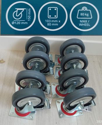 8 grosses roues pivotantes avec freins