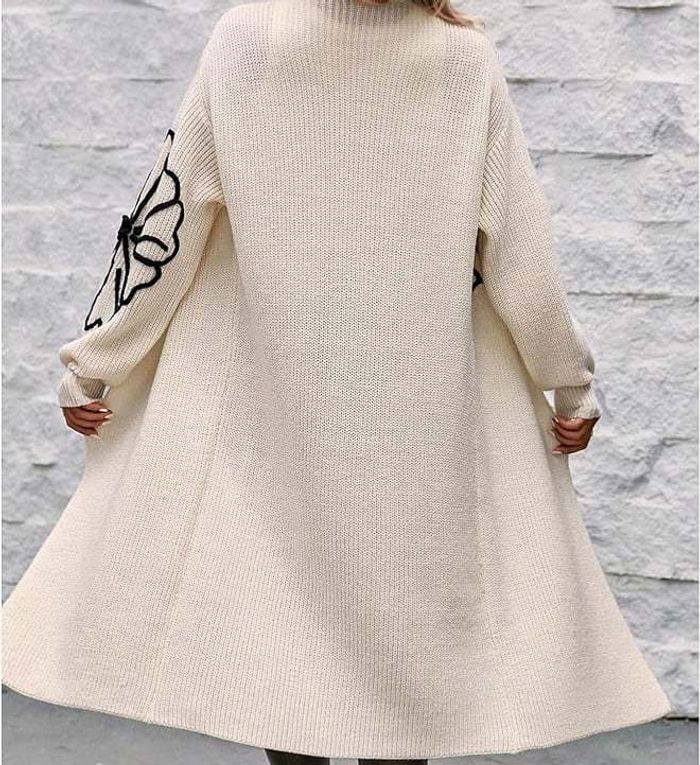 Cardigan long gilet maxi en grosses mailles pour femme - photo numéro 2