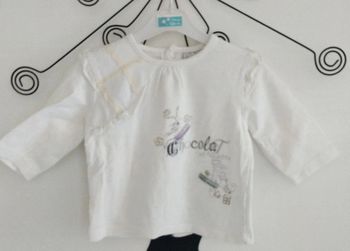 Tee-shirt manches longues blanc Kiabi taille 6 mois