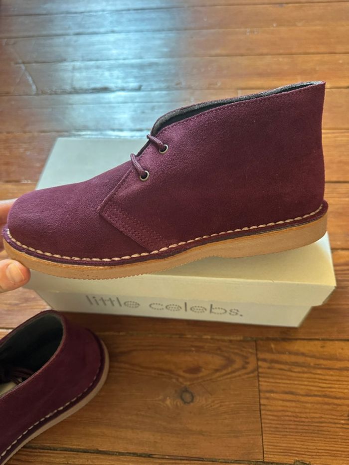 Chaussures à lacets derbies daim Little Celebs 33 violettes - photo numéro 3