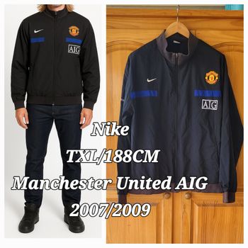 Nike Veste Survêtement TXL/188CM-FAN du Club Manchester United AIG- Noire - Vintage 2007/2009