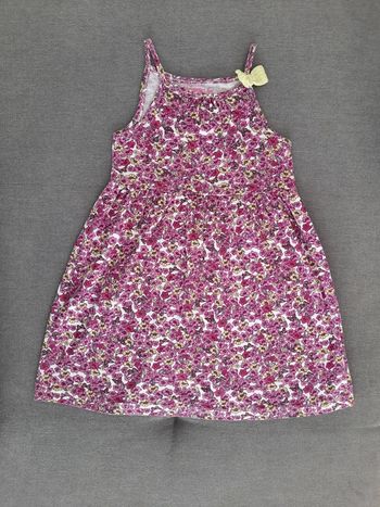Robe à bretelles fines In Extenso 4 ans motif fleuri liberty violet et vert clair