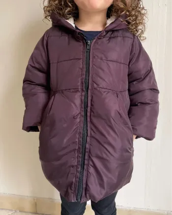 Manteau à capuche couleur prune 36 mois - Jacadi