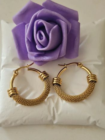 Créoles semies texturées en acier inoxydable