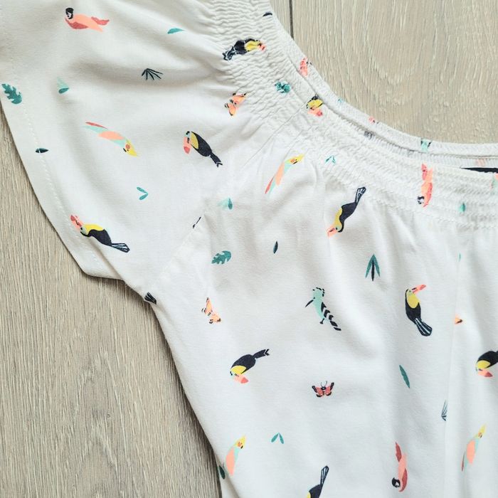 Combinaison short blanc, à motif perroquet. Fille 8 ans. Marque Kiabi - photo numéro 2